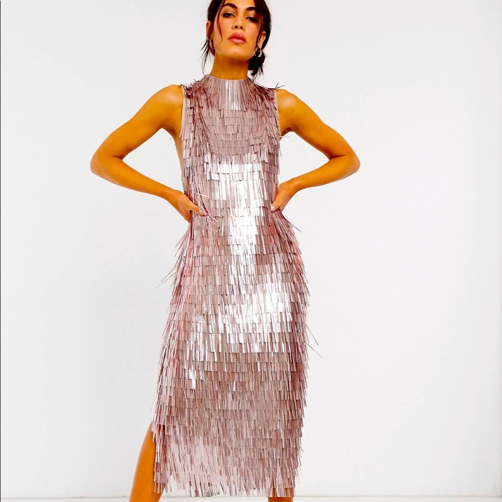 Fringe metallic dress